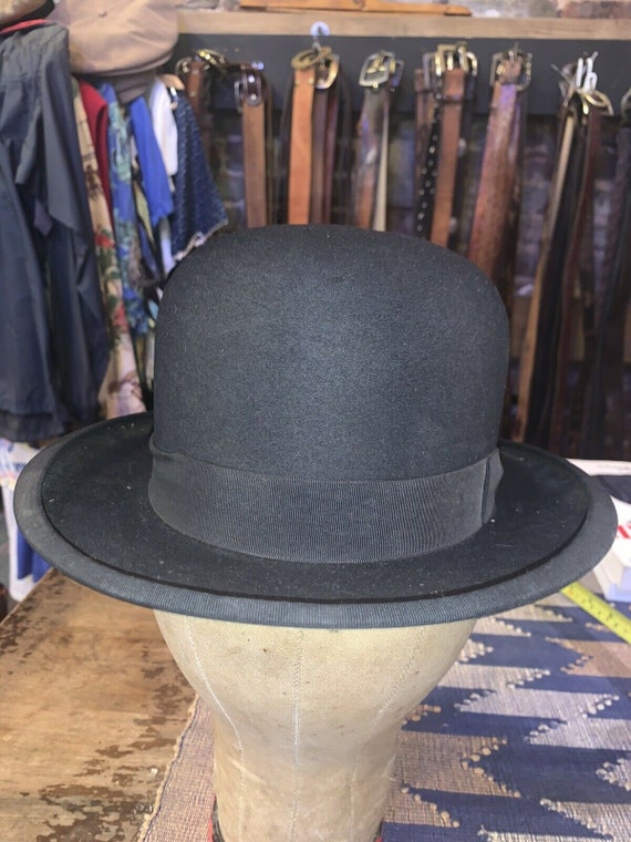 Vintage Black Derby Hat Victorian Size 7