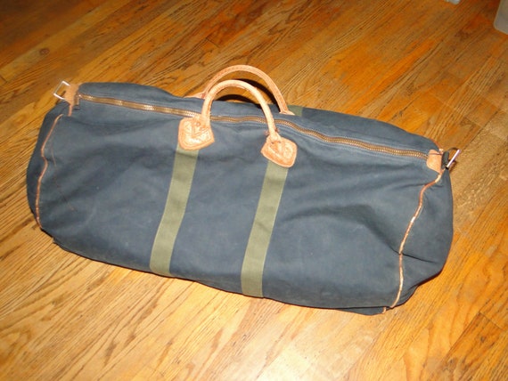 Vintage L.L.bean Leather Canvas BAG Duffle Gym Bag - image 9