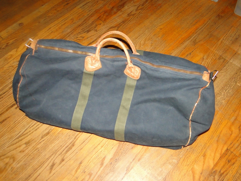 Vintage L.L.bean Leather Canvas BAG Duffle Gym Bag image 9