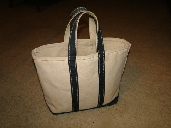 Vintage LL Bean 1980’s Tote Canvas Blue Handles To