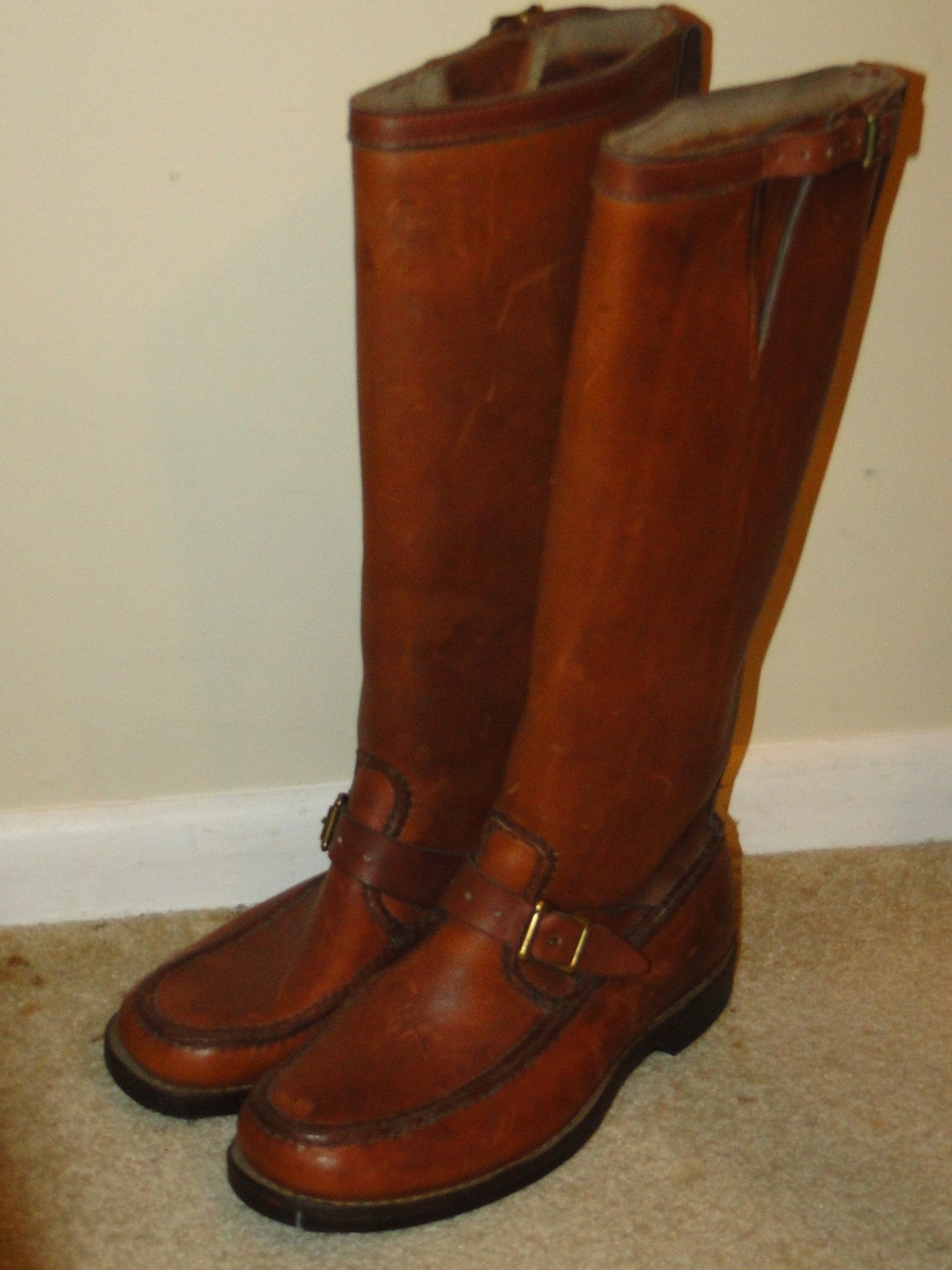 Vintage RARE Brown LEATHER Snake Boot Never Worm Sz 11E E Etsy