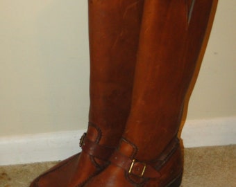 Vintage RARE Brown LEATHER snake boot never worm Sz 11E E