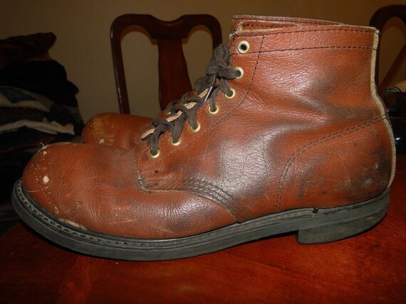 Vintage WORK boot Leather MOTORCYCLE BIKER enginee