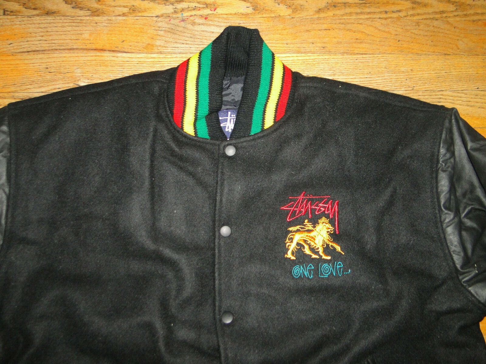 Vintage STUSSY Varsity Jacket 90s Hip Hop Shirt Rap Letterman Dead