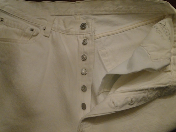 VINTAGE LEVI'S 501 White Denim Jeans work pant Mad