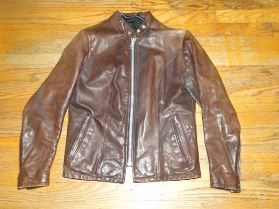 Veste En Cuir Véritable Pour Femme - Style Cafe Racer Moto Vintage Marron - Taille L - Neuf Avec étiquettes