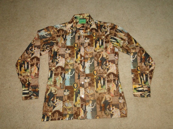 VINTAGE Joe Namath By Arrow Shirt Polyester Night… - image 1