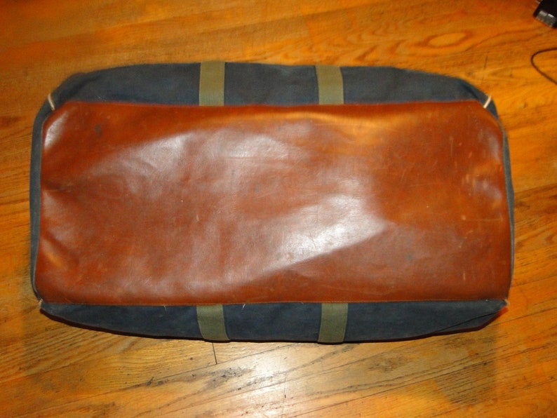 Vintage L.L.bean Leather Canvas BAG Duffle Gym Bag image 8