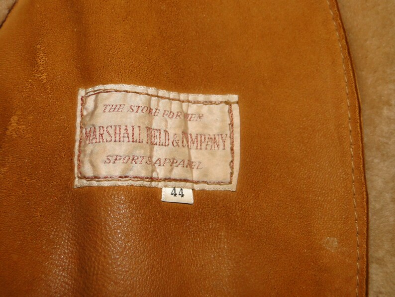 Vintage BROWN Suede Leather Jacket With Shearling Lined Sz 44 mens