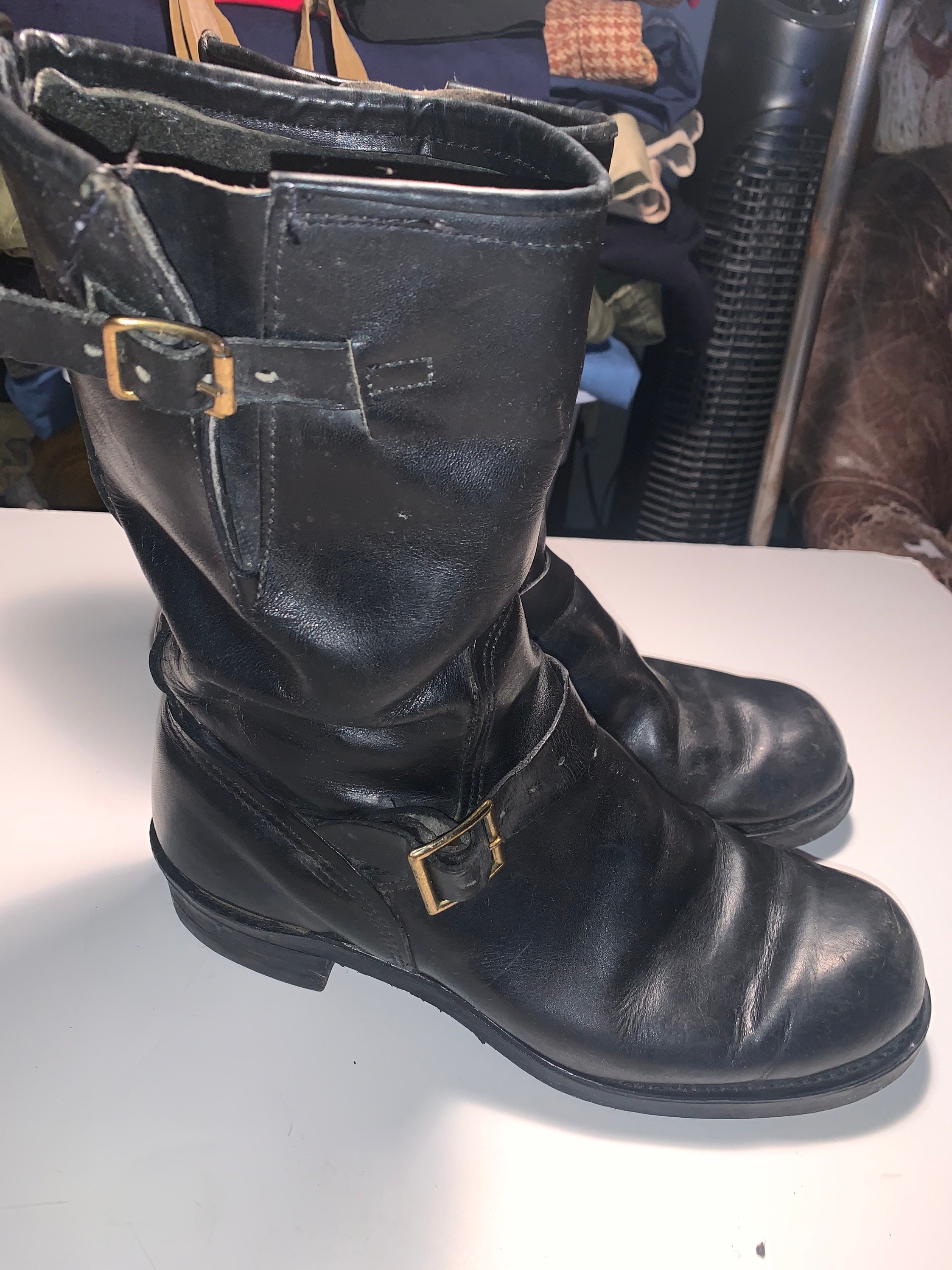 Vintage Sears MENS Engineer Motorcycle Leather Black Boot Vintage Sears MENS Engineer Motorcycle Leather Black Boot