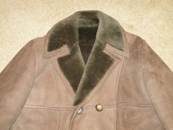 Vintage BROWN Suede Leather Jacket With Shearling… - image 5