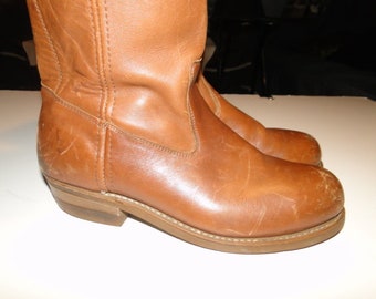 Vintage KNAPP MENS Engineer Brown Leather Boots SIZE 9 - Etsy