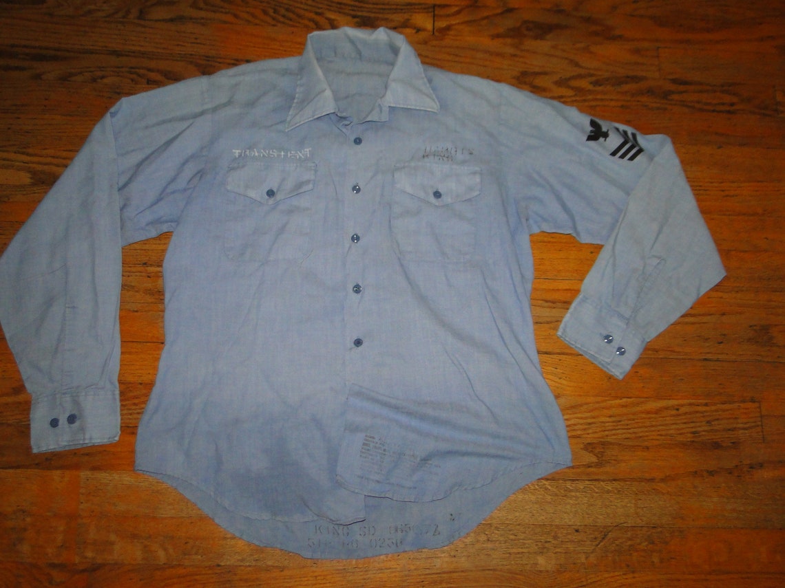Vintage chambray US Navy work shirt denim US Militaria Sz' Etsy
