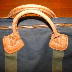 Vintage L.L.bean Leather Canvas BAG Duffle Gym Bag image 3