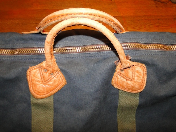 Vintage L.L.bean Leather Canvas BAG Duffle Gym Bag - image 3