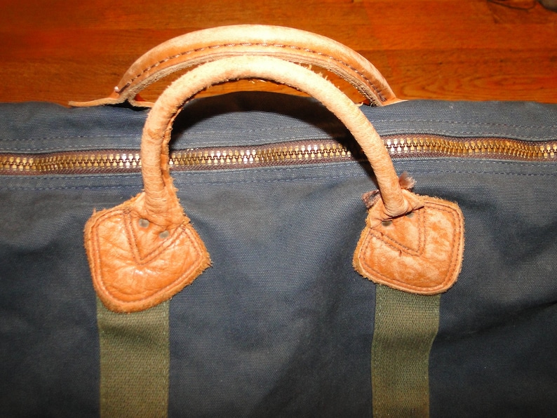 Vintage L.L.bean Leather Canvas BAG Duffle Gym Bag image 3