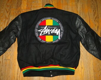 Vintage STUSSY Varsity Jacket 90s Hip Hop Shirt Rap Vintage STUSSY Varsity Jacket 90s Hip Hop Shirt Rap