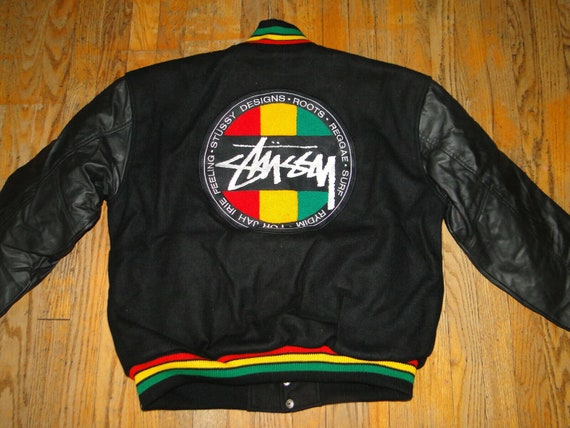 Vintage STUSSY Varsity Jacket 90s Hip Hop Shirt Rap Letterman Dead