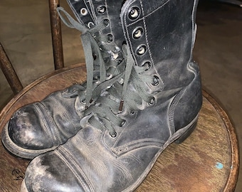 Vintage US ARMY Militaria combat Leather Boot Mens 60s S z 9.5 R