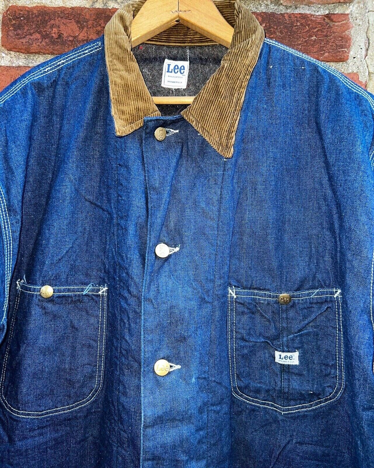 Vintage Lee Chore JACKET Indigo Denim Blanket Lined Dead Stock 44