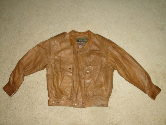 Vintage Bomber Jacket Brown Leather 80s 90s Mens S