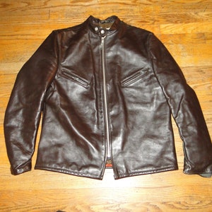 Vintage Schott CAF1 Perfecto Brown Leather Motorcycle CAFE RACER Jacket Sz46