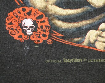 Vintage 3D Emblem T Shirt Easyriders Skull Harley Davidson Chopper