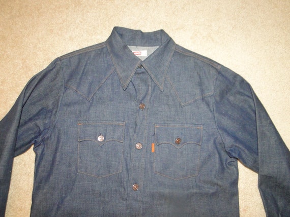 VINTAGE LEVIS denim Chambray Western shirt Orange
