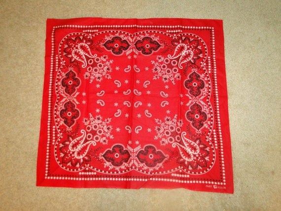 Vintage Trunk Down FAST COLOR BANDANA Handkerchief