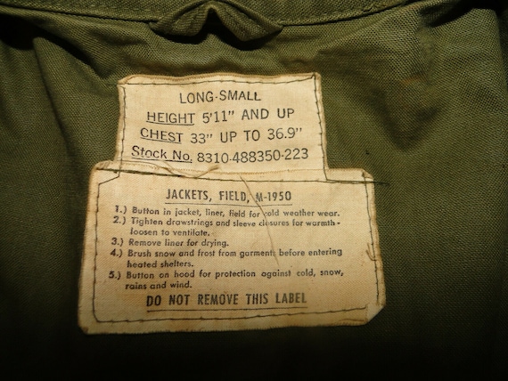 Vintage M 51 US Army Field Coat Jacket 1950Sz Lon… - image 3