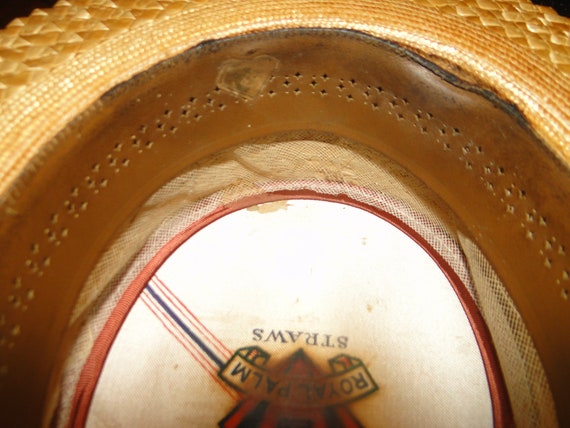 Vintage Antique 1920's Skimmer Boater Straw Hat G… - image 6