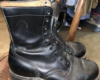 Vintage US ARMY Militaria 1969 Leather combat Boot Sz 10 W