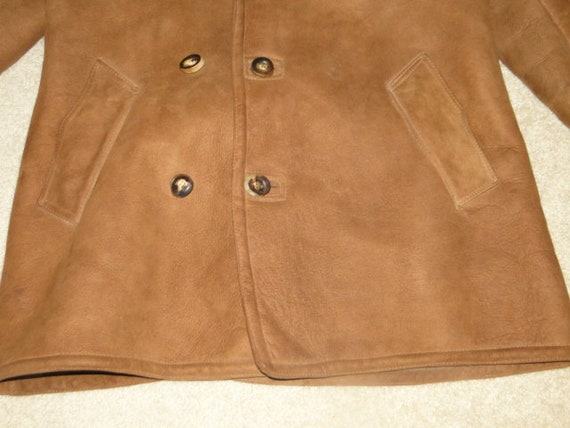 Vintage 90s Brown Suede Faux Fur Lined Argyle Embroidered Shearling Jacket L