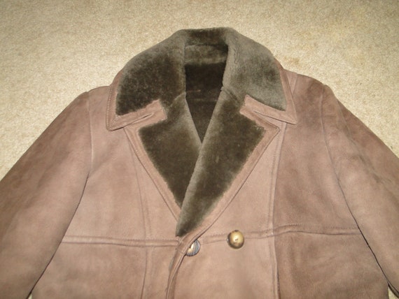 Vintage BROWN Suede Leather Jacket With Shearling… - image 3