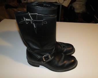 Vintage CAROLINA MENS ENGINEER Motorcycle Leather black  boots  size 6.5