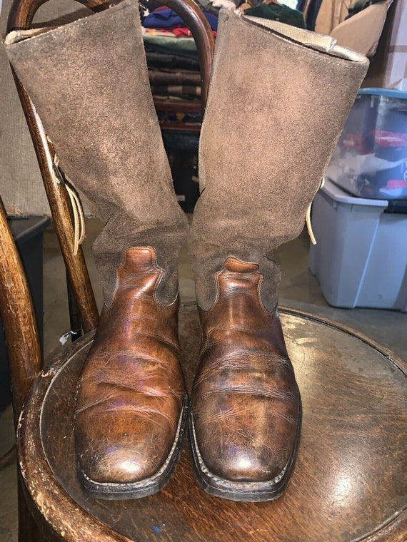 Vintage 60s 70s Men Brown Leather Suede Western S… - image 2