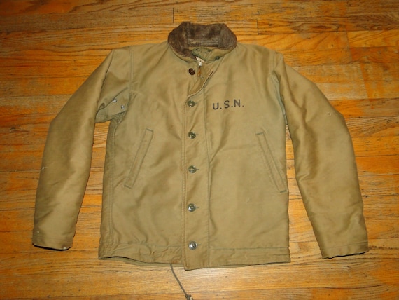 Vintage Original US Navy USN N-1 Deck Jacket Line… - image 1