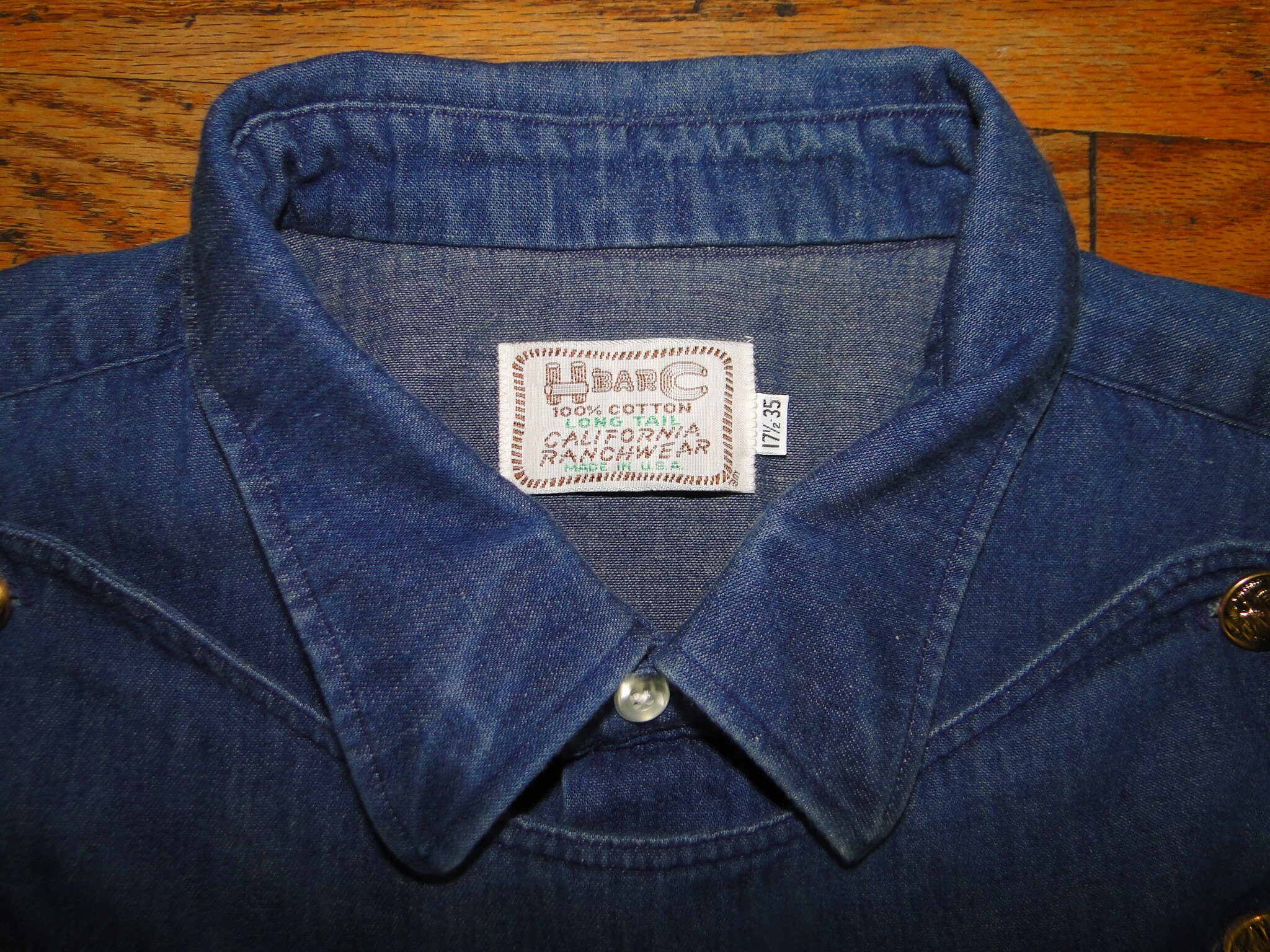 Vintage H Bar C Denim Western Cotton Shirt Sz 17.5/35 - Etsy