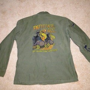chemise usMC vintage guerre vietnam militaire américain uniforme patience mon cul TAILLE. M