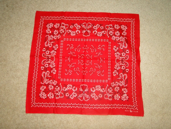 Vintage Trunk Down FAST COLOR BANDANA Handkerchief