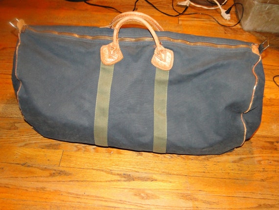 Vintage L.L.bean Leather Canvas BAG Duffle Gym Bag - image 4