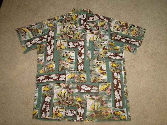 vintage hawaiian shirt Shirt Rockabilly cotton Sz