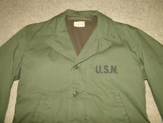 Vintage US Militaria NAVY Deck Jacket COLD Weathe… - image 1