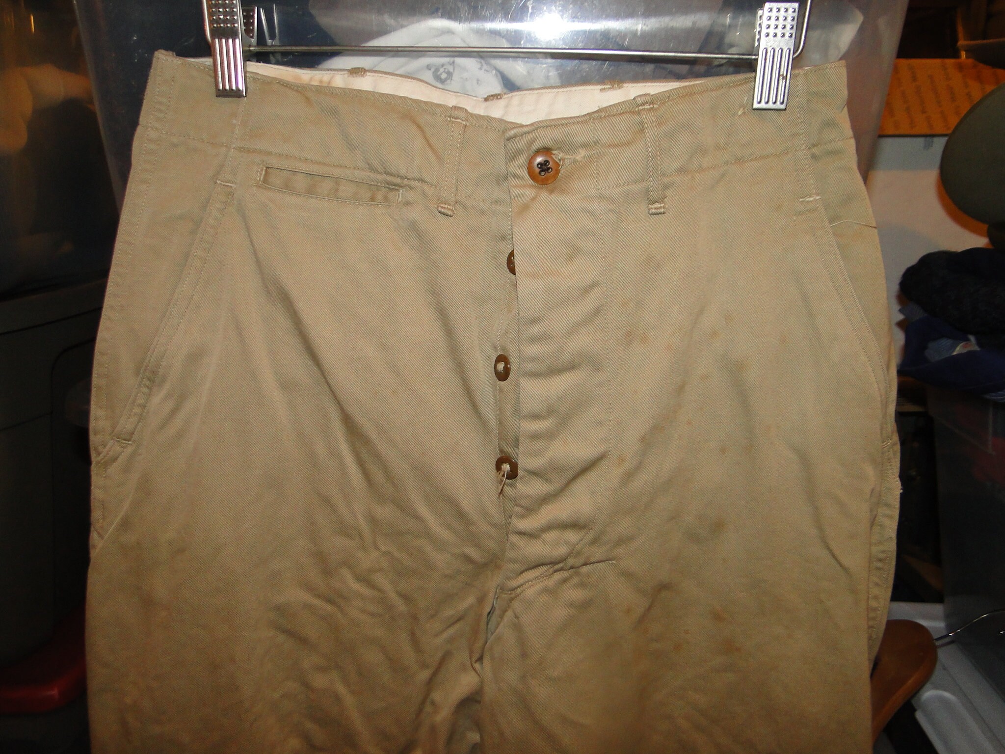 Vintage USMC US Military Uniform Trousers Chino Pant Button Fly WWII Sz ...