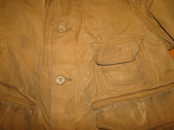 Vintage Jacket Canvas Hunting Coat Brown USA 40s … - image 5