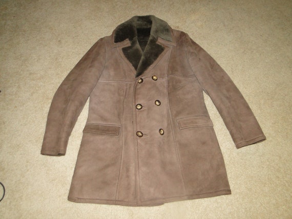 Vintage BROWN Suede Leather Jacket With Shearling… - image 1