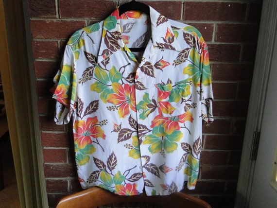 vintage Rayon hawaiian shirt Shirt Rockabilly cott