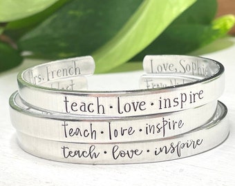 Teach Love Inspire Bracelet | Personalized Teacher Gifts | Custom Teacher Gifts Christmas | Christmas Gift for Teacher | Best Teacher Gift