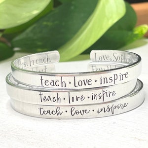 Teach Love Inspire Bracelet | Personalized Teacher Gifts | Custom Teacher Gifts Christmas | Christmas Gift for Teacher | Best Teacher Gift