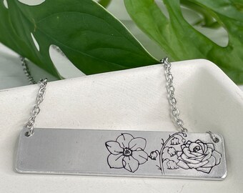 Birth Month Flower Necklace | Birth Flowers Necklace Gift | Mothers Day Gift | Personalized Mothers Day Necklace for Mom | Gift for Grandma